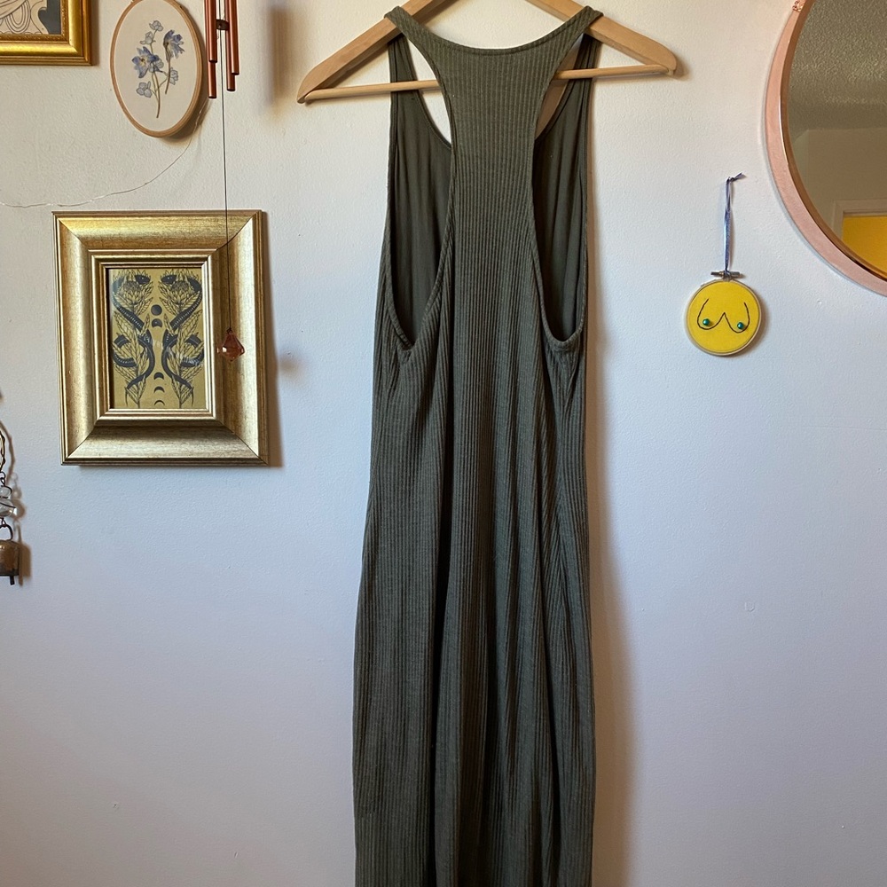 Olive ribbed maxi